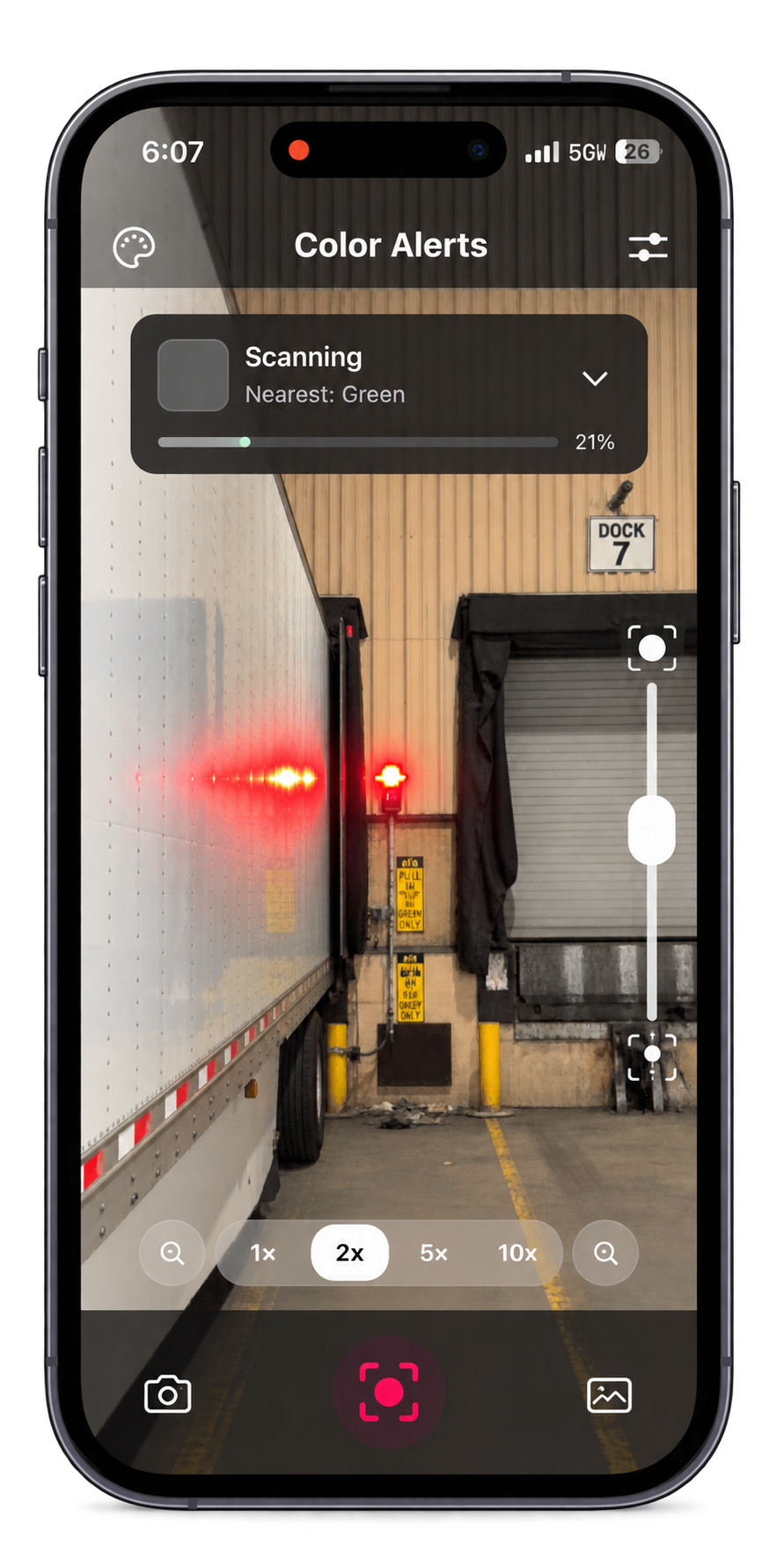 Color Alerts monitoring a loading dock signal at Dock 7